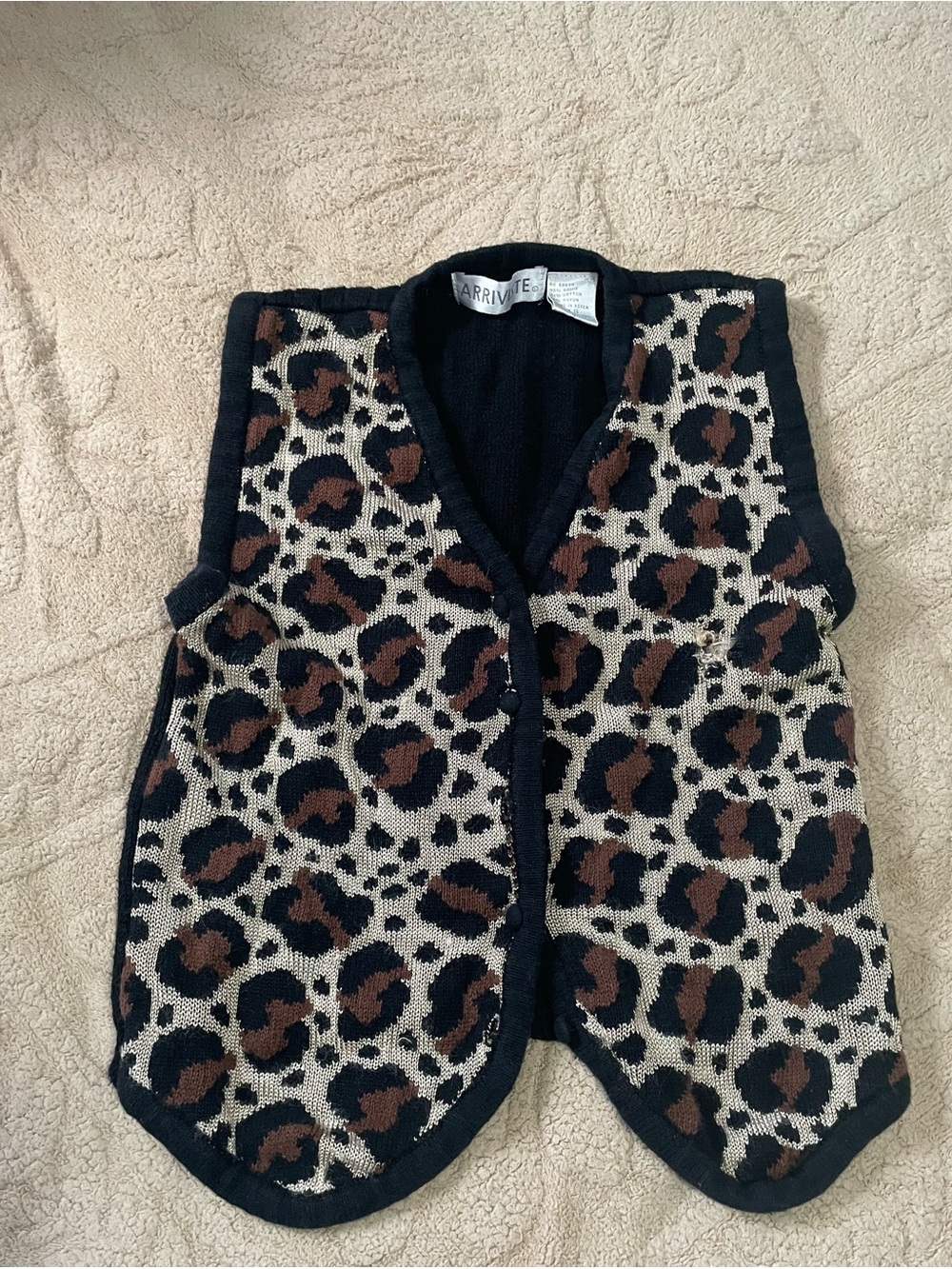 Arrive Leopard Print Knit Vest - Black, Brown, Cream